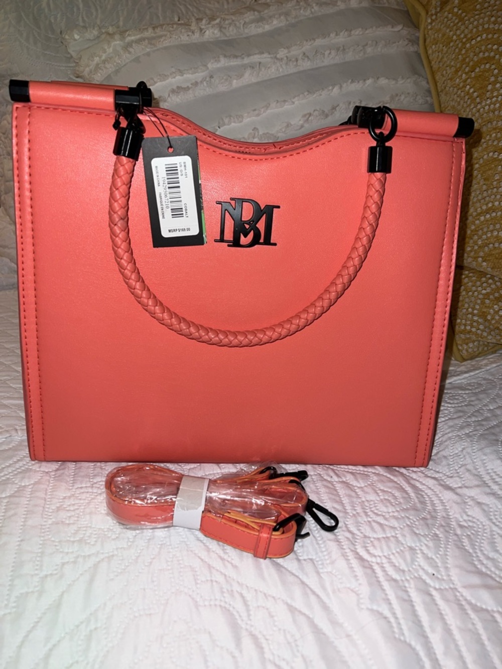 Badgley Mischka Coral Braided-Handle Satchel